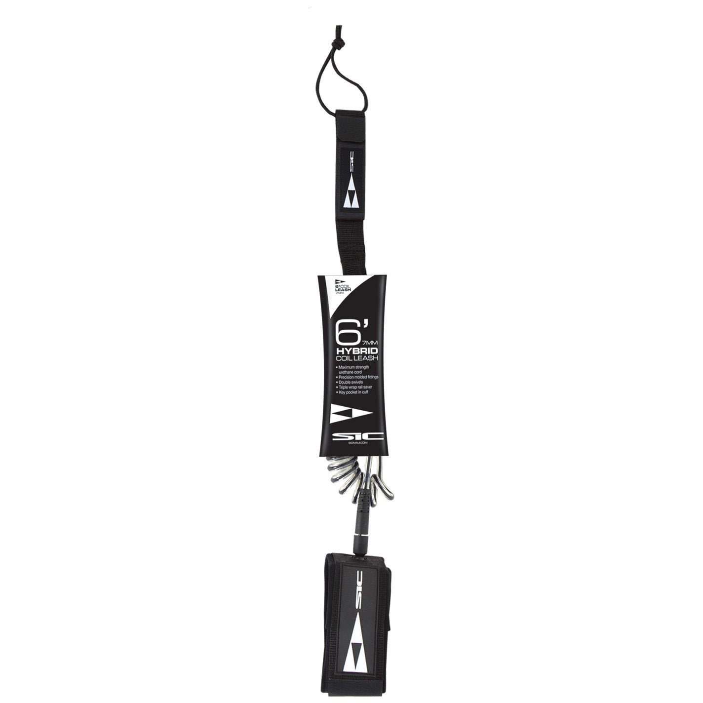 Sup leash hybrid coil-straight 6'