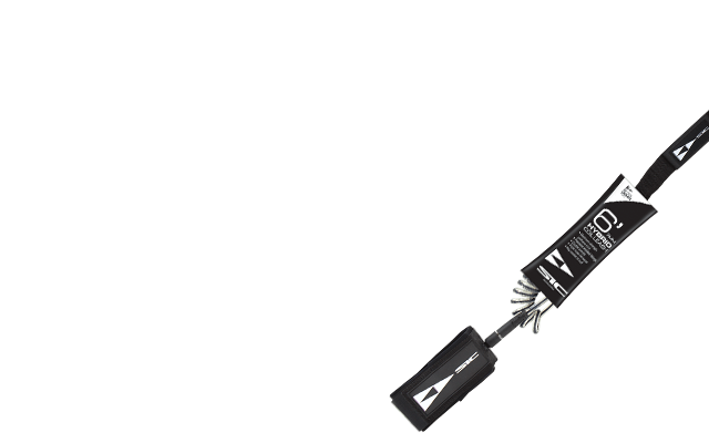 Black and white SIC Maui leash with packaging